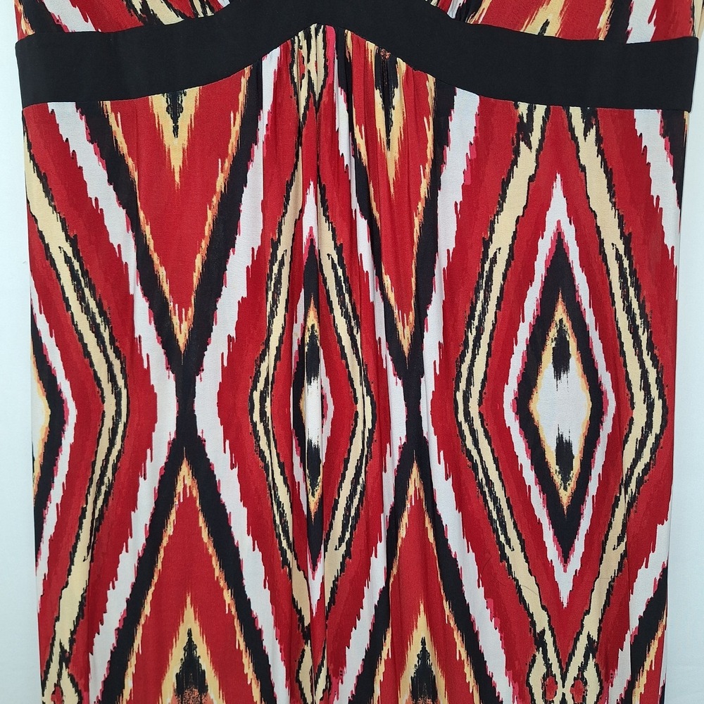 Southern Tribal Empire Waist‎ Dress V-neck Festival Bohemian 16W Midi-length - Picture 4 of 14